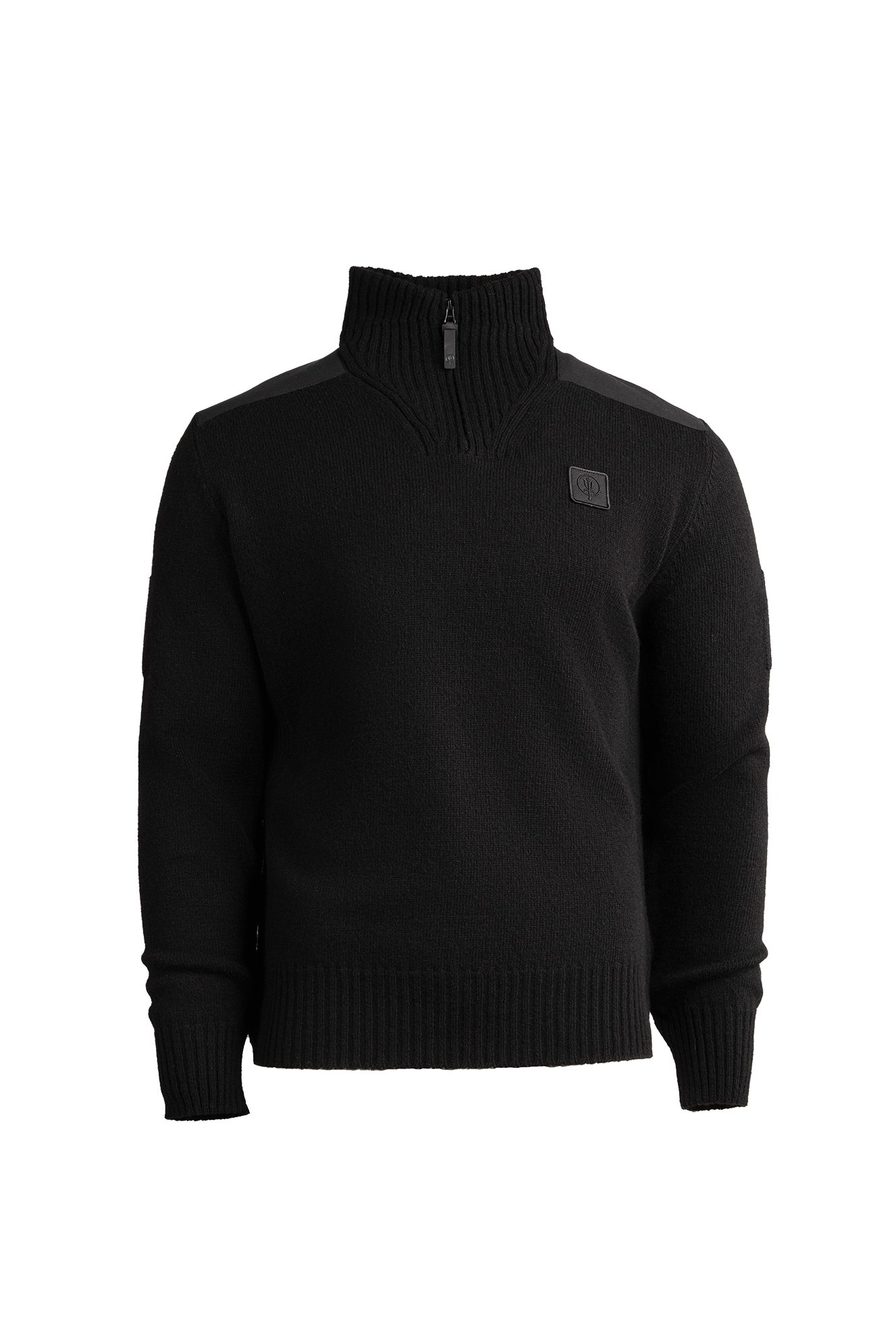 HeriTech Funnel Neck Jumper | Black 100% Cotton Knit Jumper | ThruDark