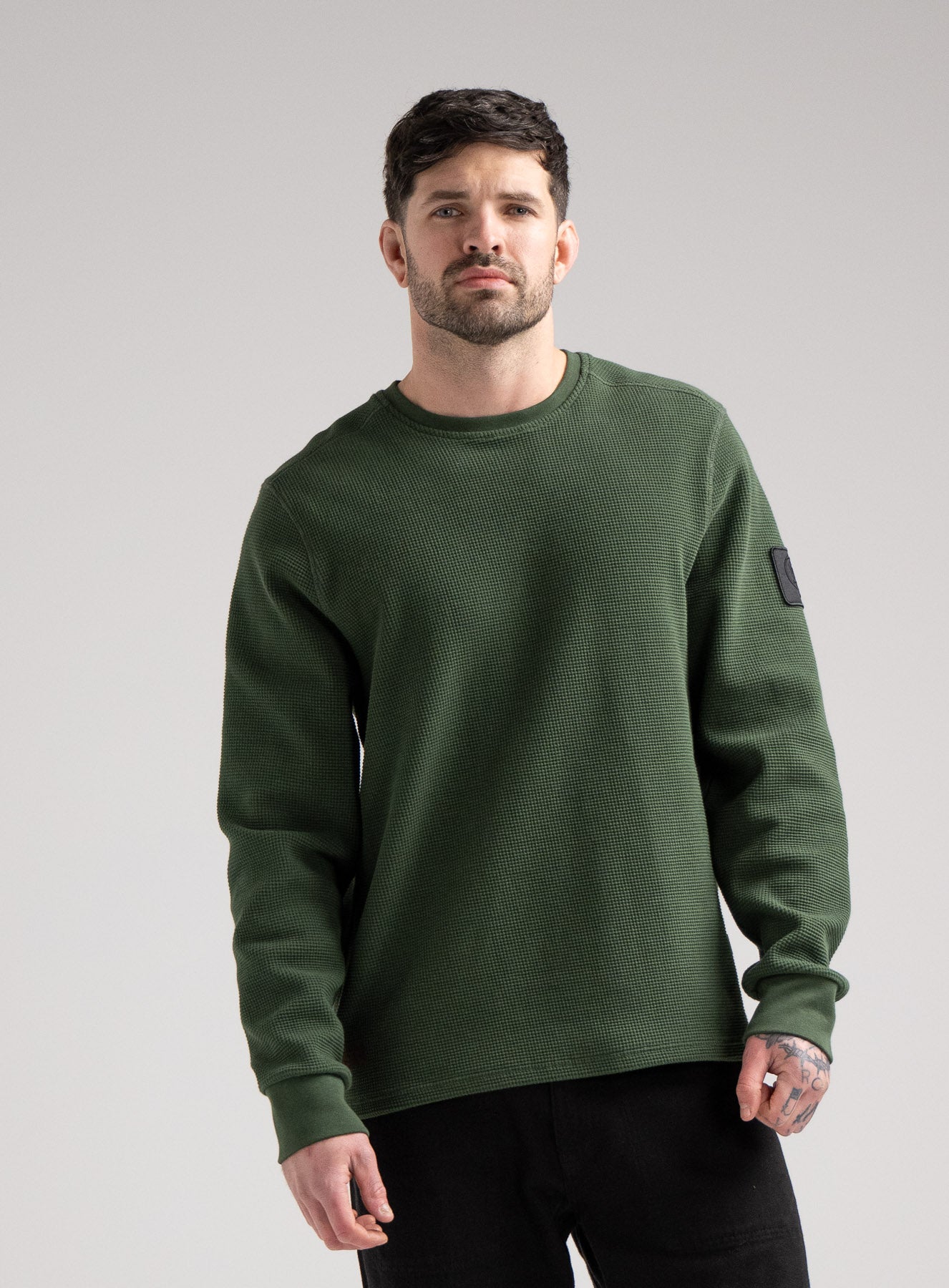 Dissident Men's Long Sleeved Waffle Knit T-Shirt | Green | ThruDark