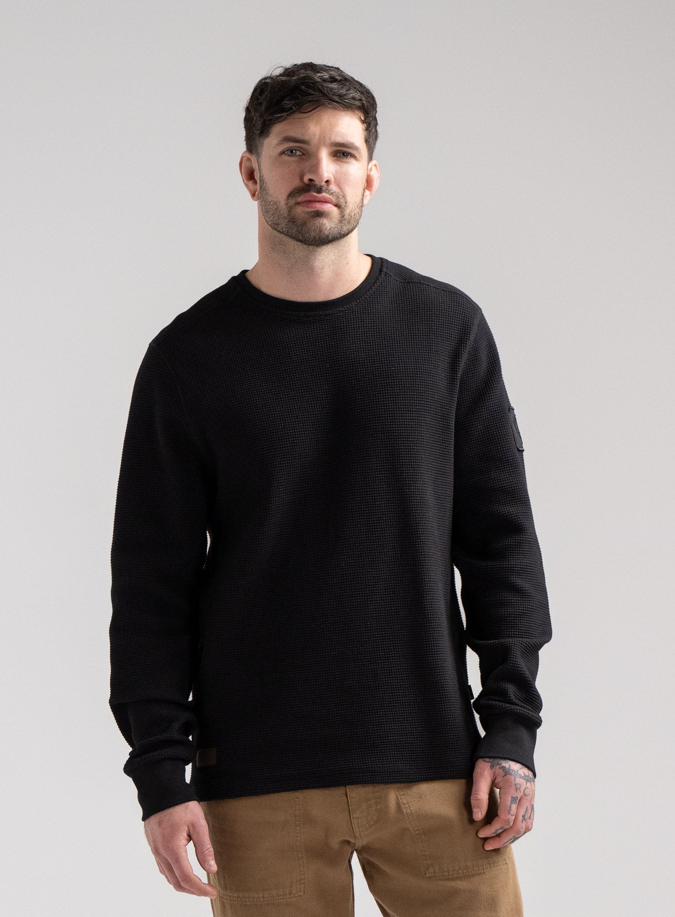 Dissident Men's Waffle Knit Long Sleeved T-Shirt | Black | ThruDark