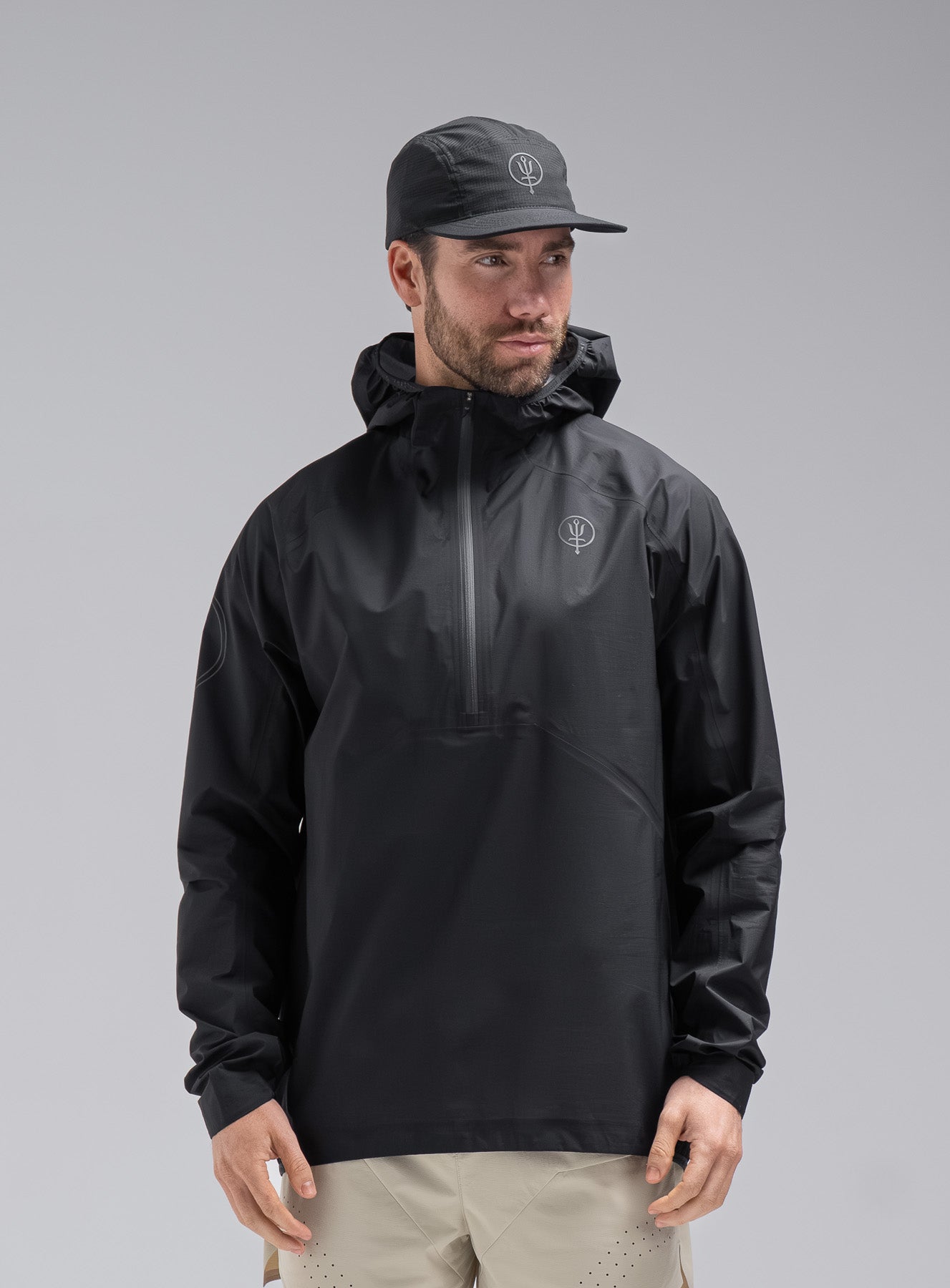 Men's Trail Running Black Jacket | Lightweight Waterproof | ThruDark