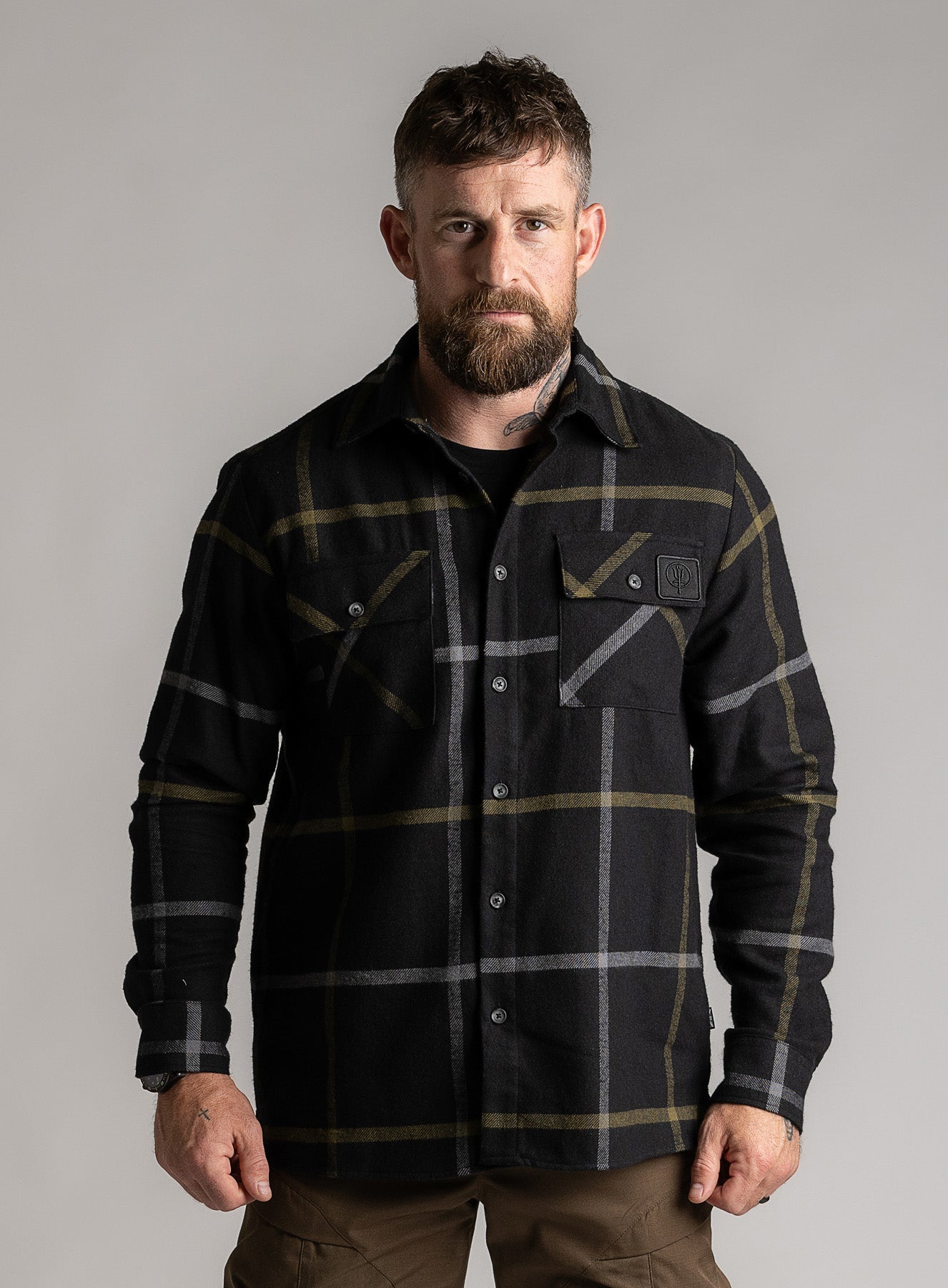 HeriTech Thicket Flannel Shirt | Black Checked Overshirt | ThruDark