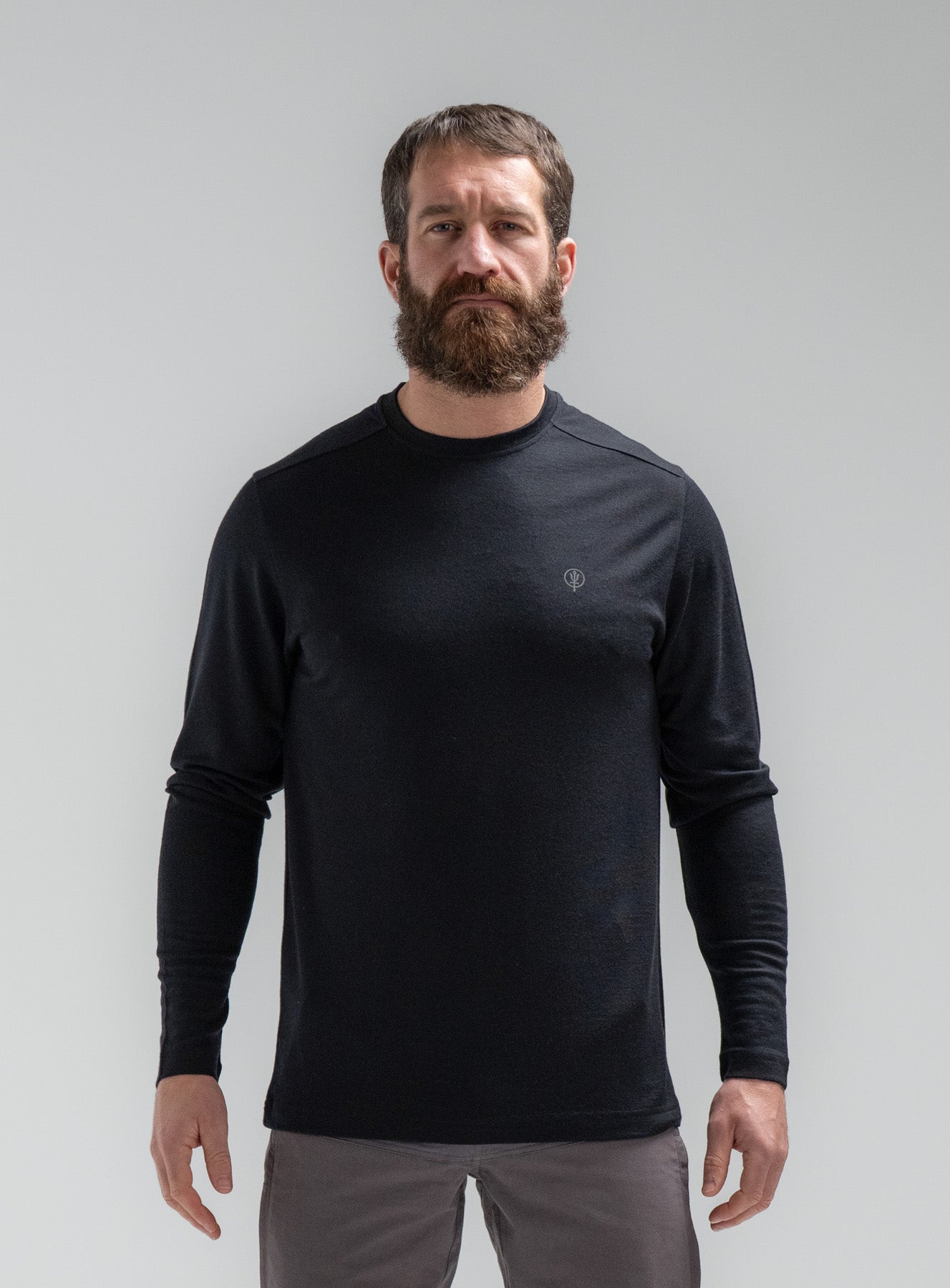 Men's Black Merino Wool Long Sleeve T-Shirt For Hot Weather | ThruDark