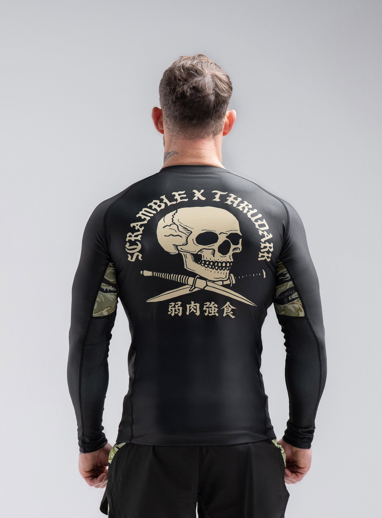 くまたん BACK OPEN RASH GUARD ALL IN ONE ThruDark x Scramble Long Sleeve Rash Guard | Men's No-Gi Training Top