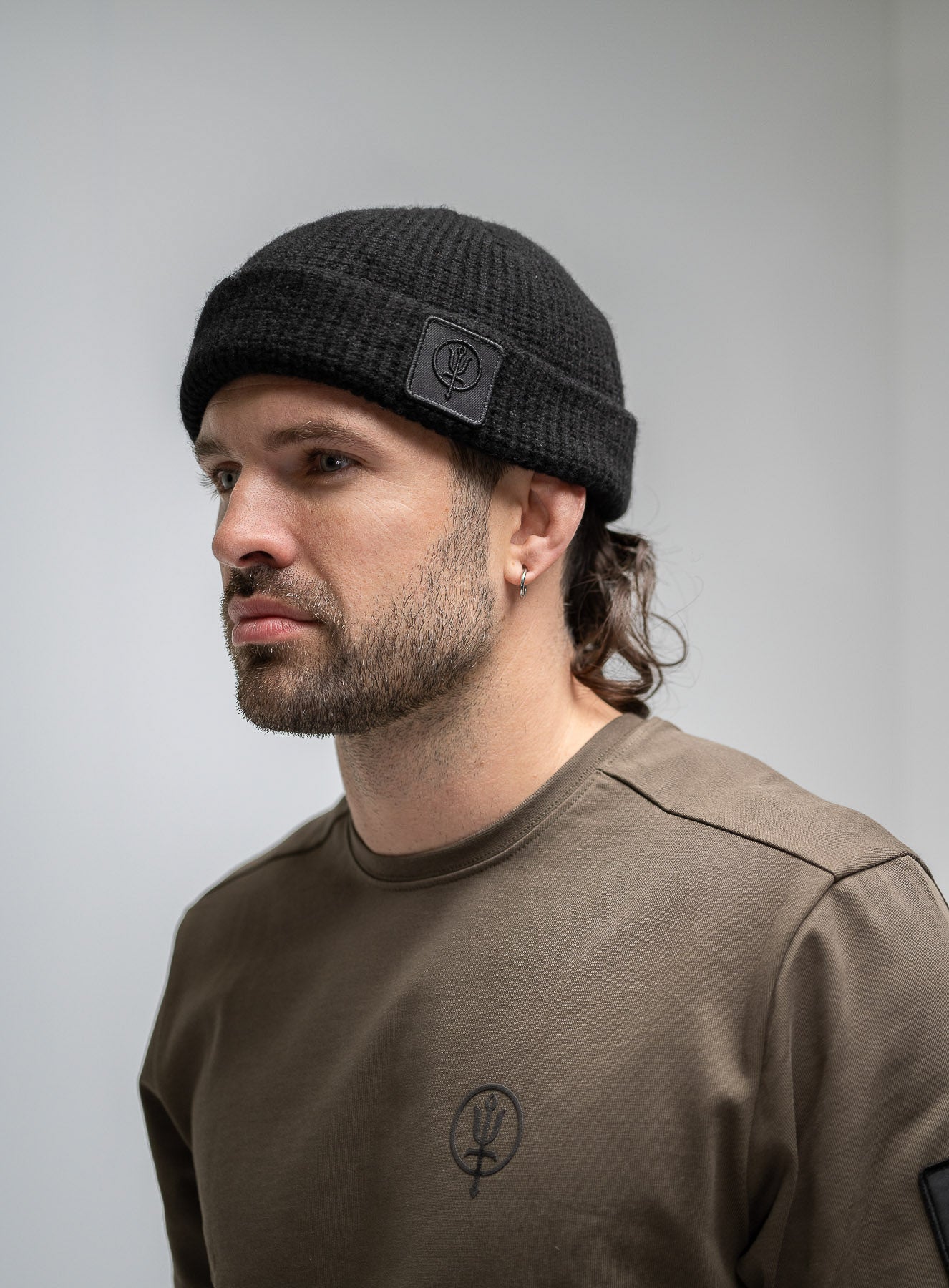 Black Waffle Knit Beanie | 100% Merino Wool | ThruDark