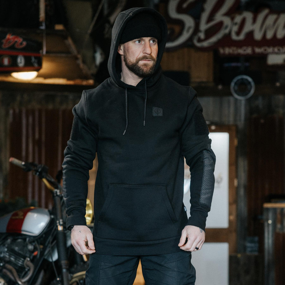 An in the field image of Men's Black Ops Dyneema️ Hoodie G2 in Obsidian Black (ITF)