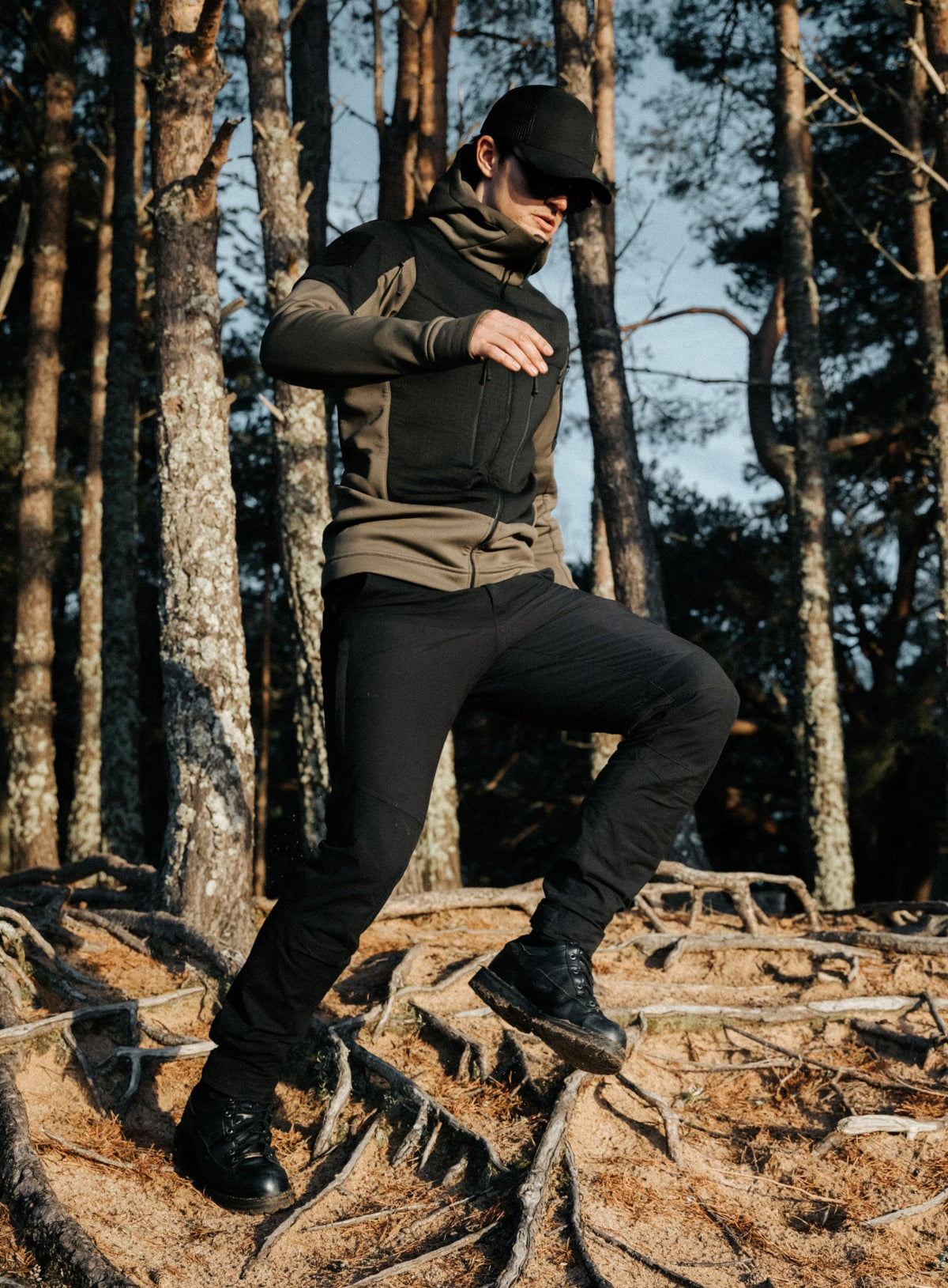 An in the field image of Men's Command Trousers in Obsidian Black (ITF)