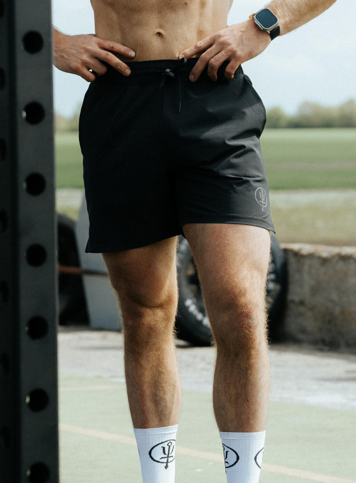 An in the field image of Men's Force Velocity Motion Shorts G2 in Obsidian Black (ITF)
