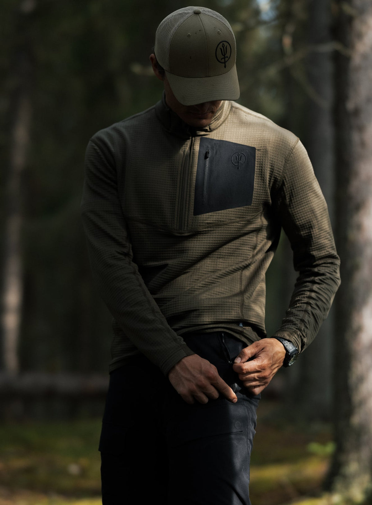 Creative Image Of Siege Tech Fleece Half Zip In Khaki (ITF)