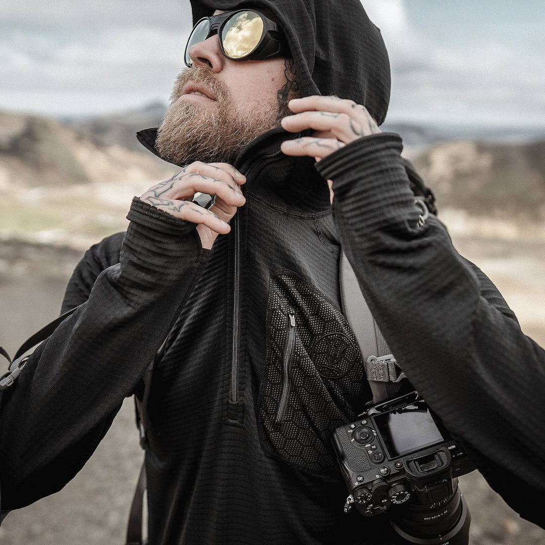 SIEGE HOODED BASE LAYER Hiking Thermal Compression Top Hoody ThruDark