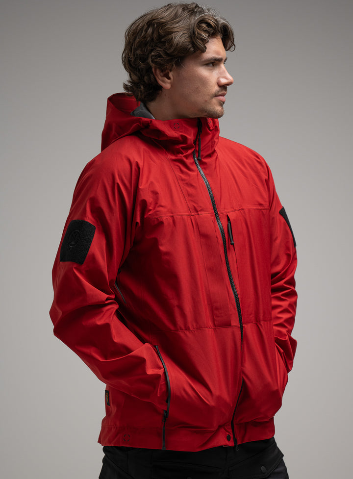 Aigis Jacket | Red Waterproof Hiking & Mountaineering Hard Shell | ThruDark