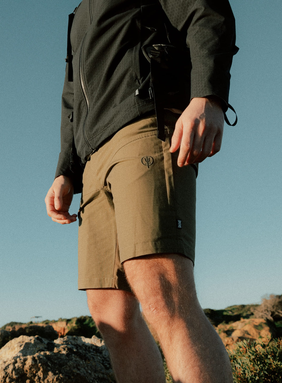 An in the field image of Men's Command Shorts in Khaki (ITF)
