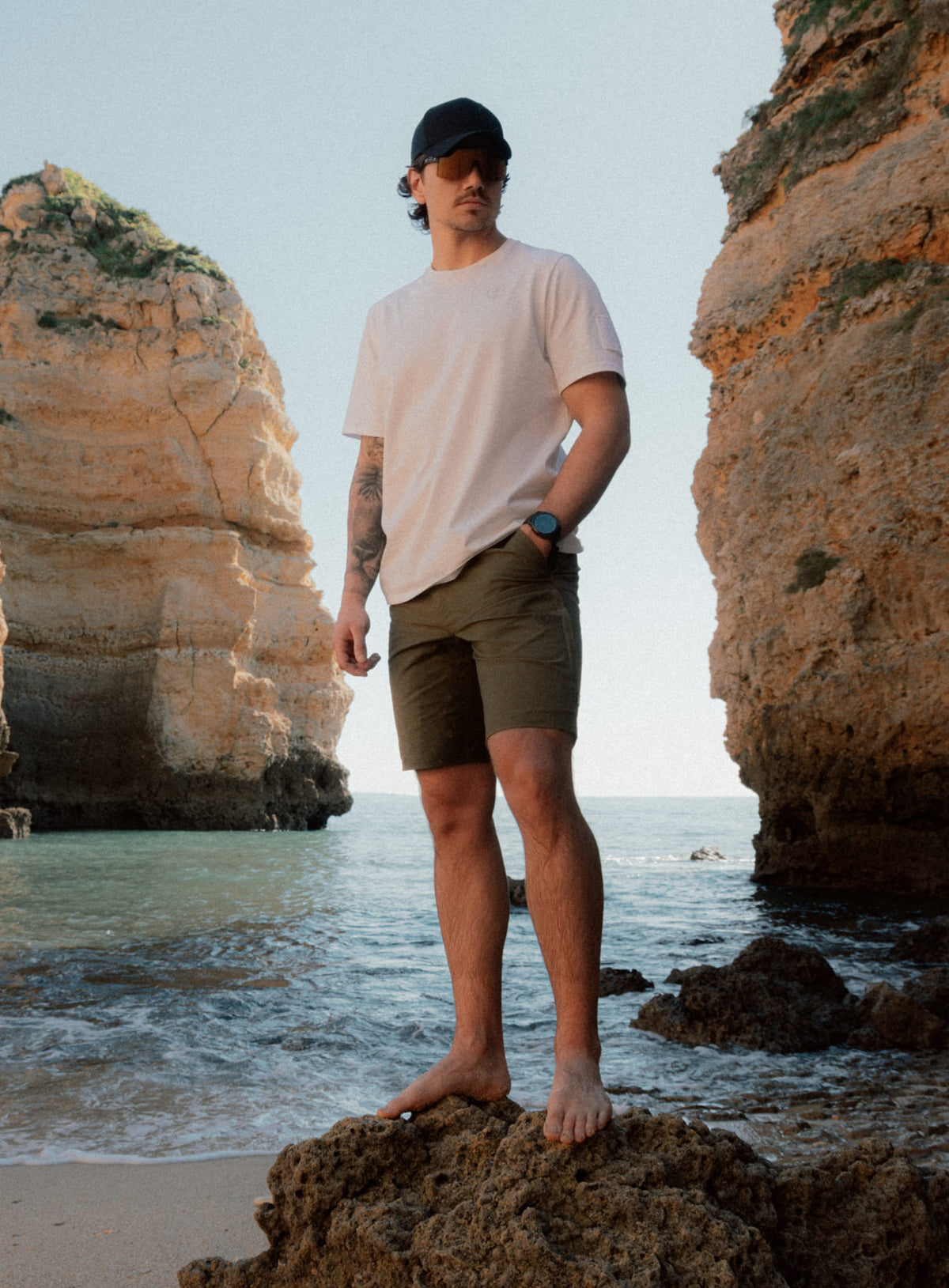 An in the field image of Men's Command Shorts in Khaki (ITF)
