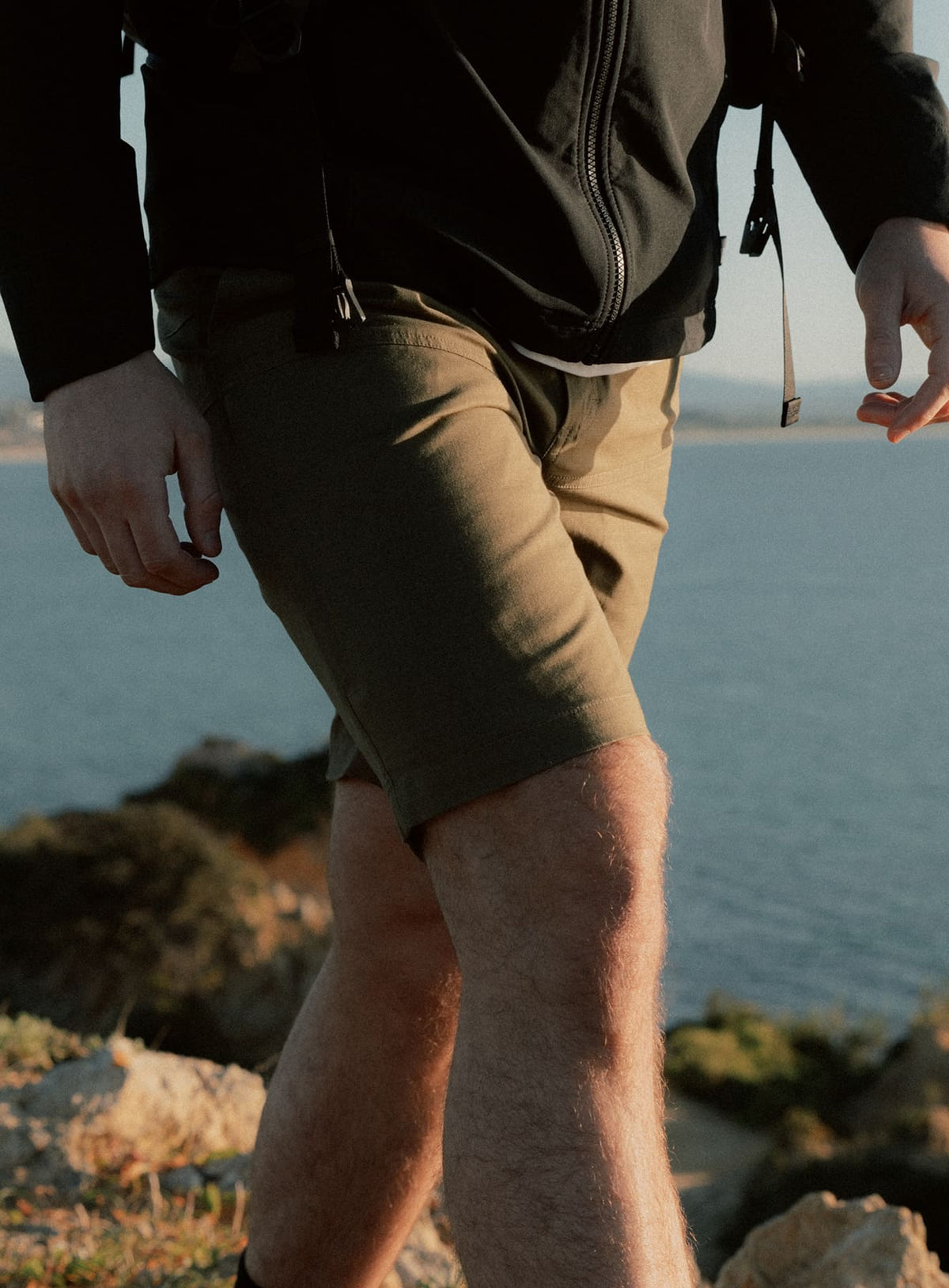 An in the field image of Men's Command Shorts in Khaki (ITF)