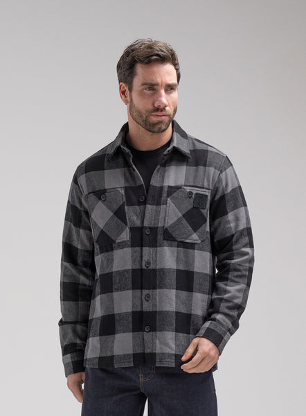 ThruDark Men's Grey Flannel Shirt Brushed Cotton Overshirt