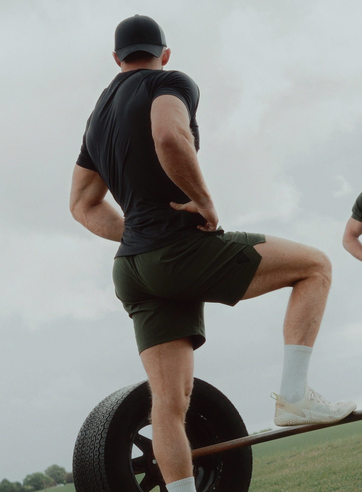 An in the field image of Force Motion Shorts in Forest Green (ITF)