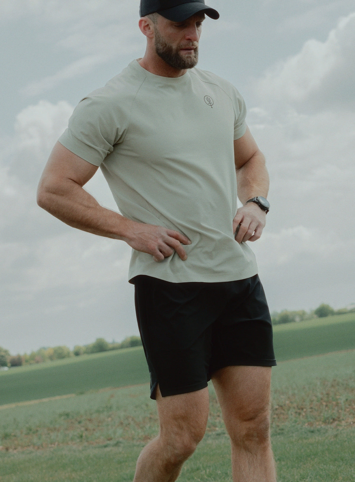 An in the field image of Force Motion Shorts in Obsidian Black (ITF)