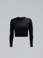 A cut-out image of Women's Force Seamless Long Sleeve Top in Obsidian Black (GM)