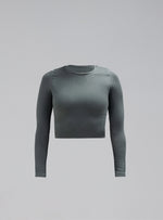 A cut-out image of Women's Force Seamless Long Sleeve Top in Urban Green (GM)