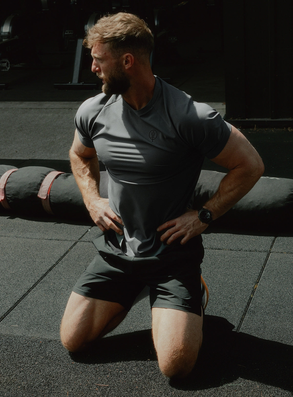 An in the field image of Force Core T-Shirt in Grey (ITF)