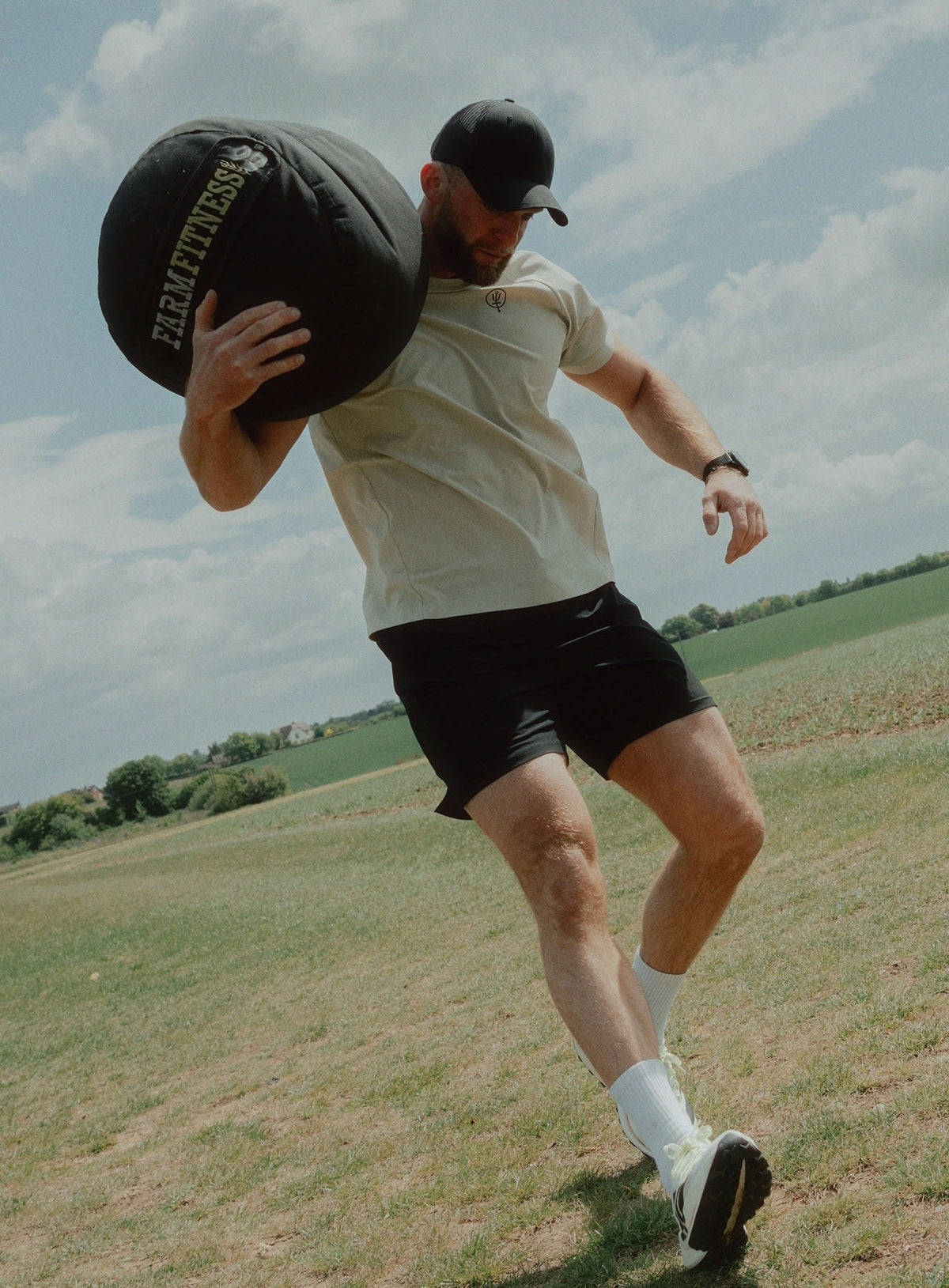 An in the field image of Force Core T-Shirt in Stone (ITF)