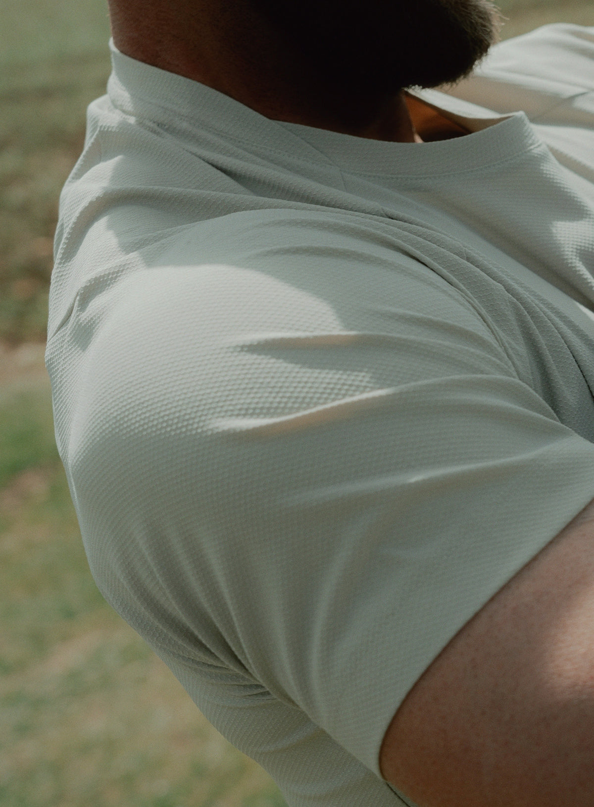 An in the field image of Force Core T-Shirt in Stone (ITF)