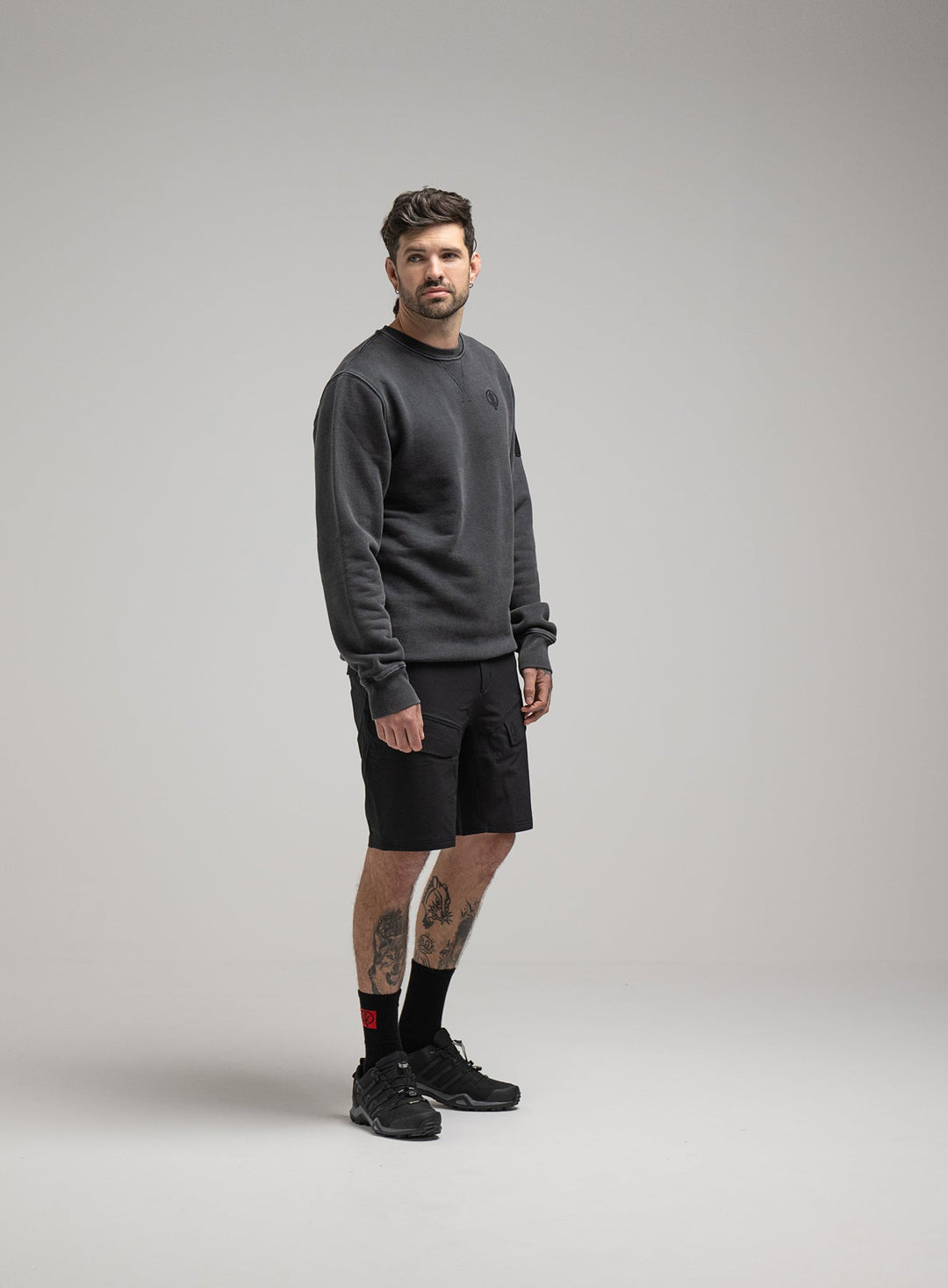 Insignia Jumper Washed | Grey Sweatshirt with Insignia Logo | ThruDark