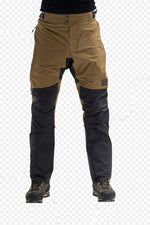 Louis Is 5ft 10" And Wears Size: M | Hem Studio Image Of Model Wearing Mountain Pro Waterproof Trousers In Coyote Brown (SS Model)