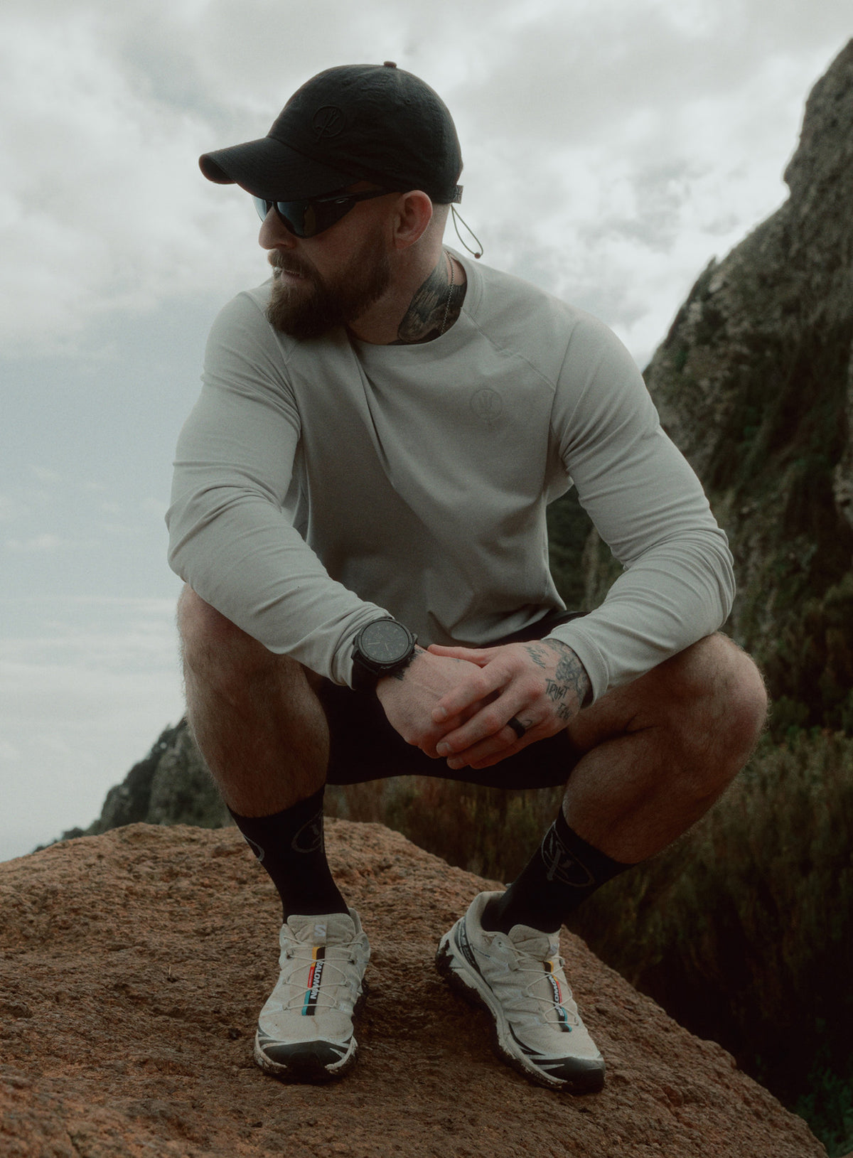 An in the field image of Oryon Delta Long Sleeve T-Shirt Lite in Grey (ITF)