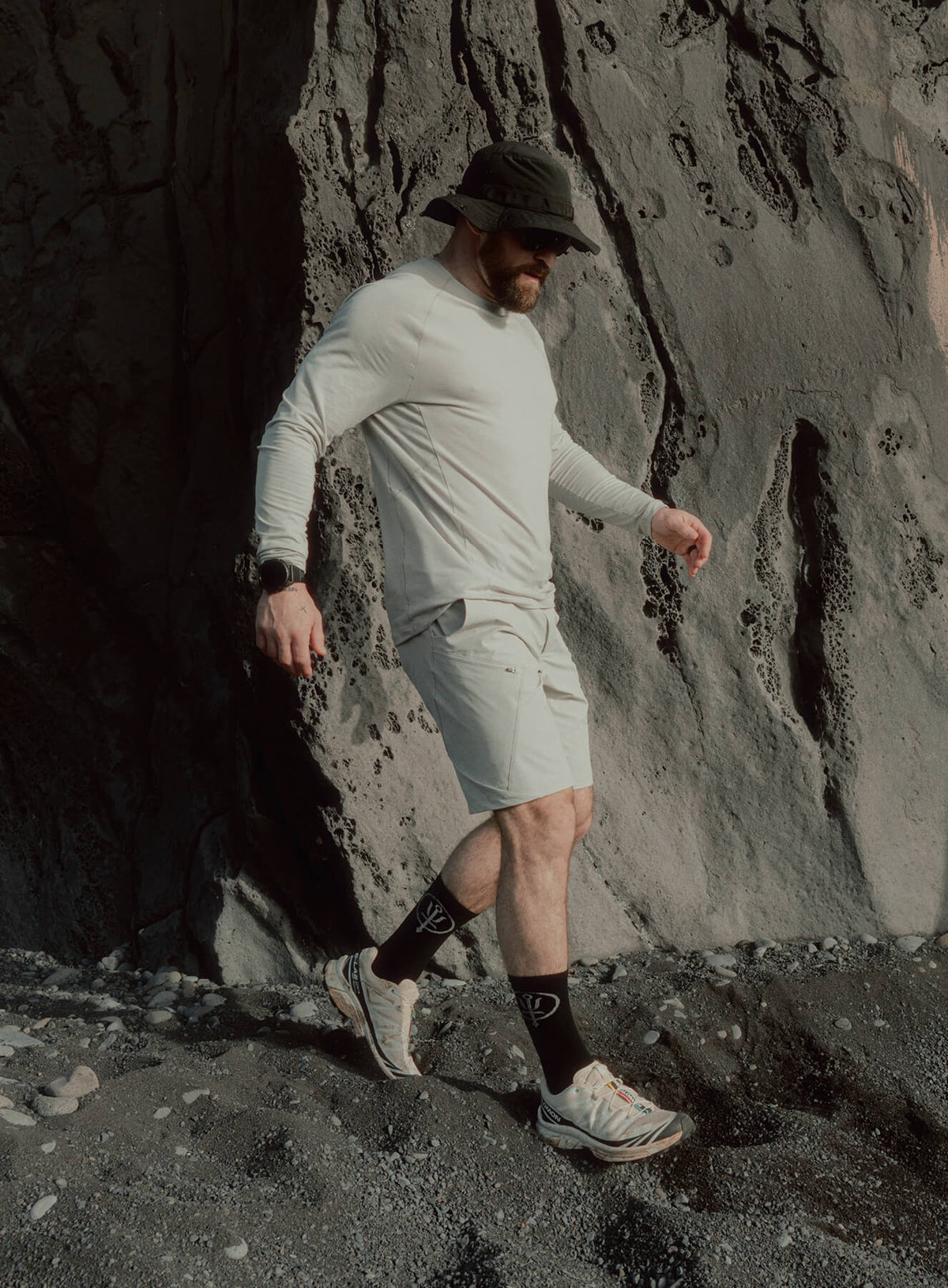 An in the field image of Oryon Delta Long Sleeve T-Shirt Lite in Grey (ITF)