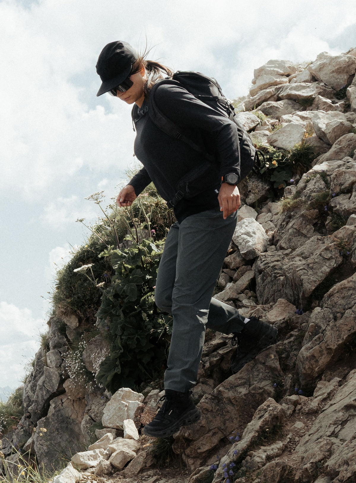 An in the field image of Women's Oryon Trousers in Urban Green (ITF)