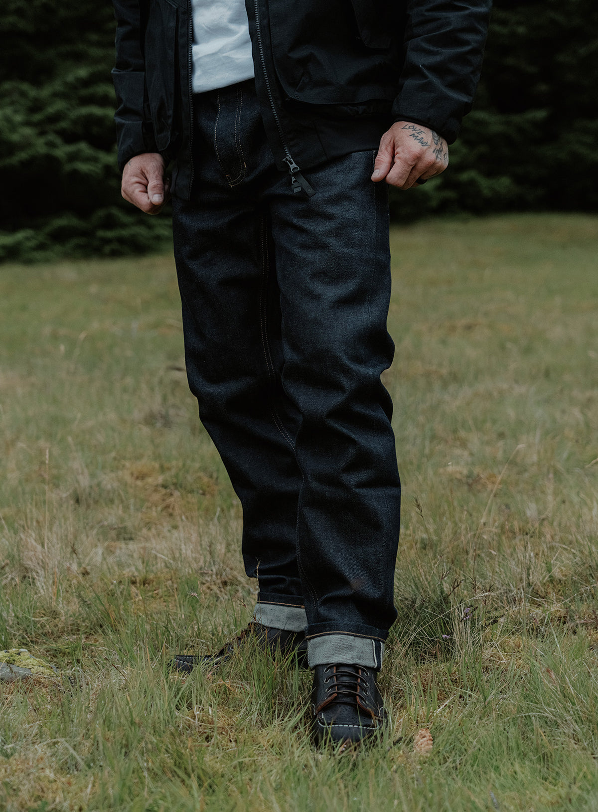 An in the field image of Dissident Selvedge Jeans - Regular (ITF)
