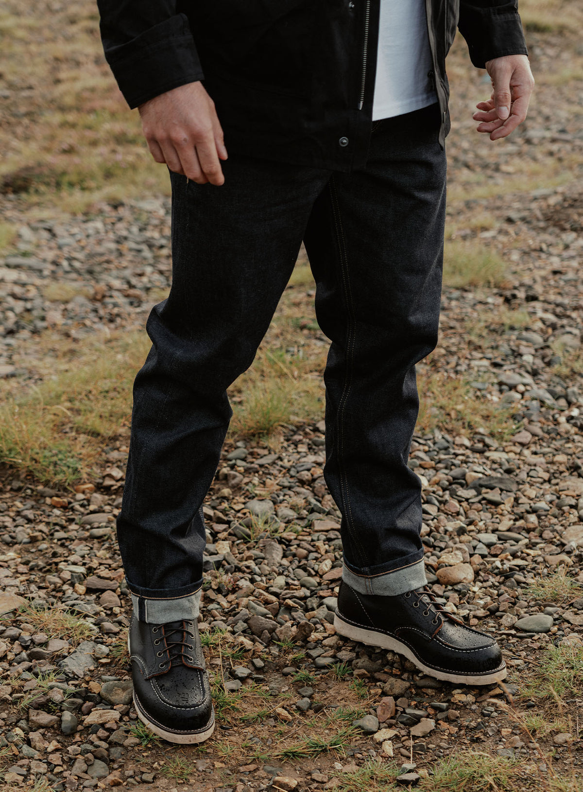 An in the field image of Dissident Selvedge Jeans - Regular (ITF)