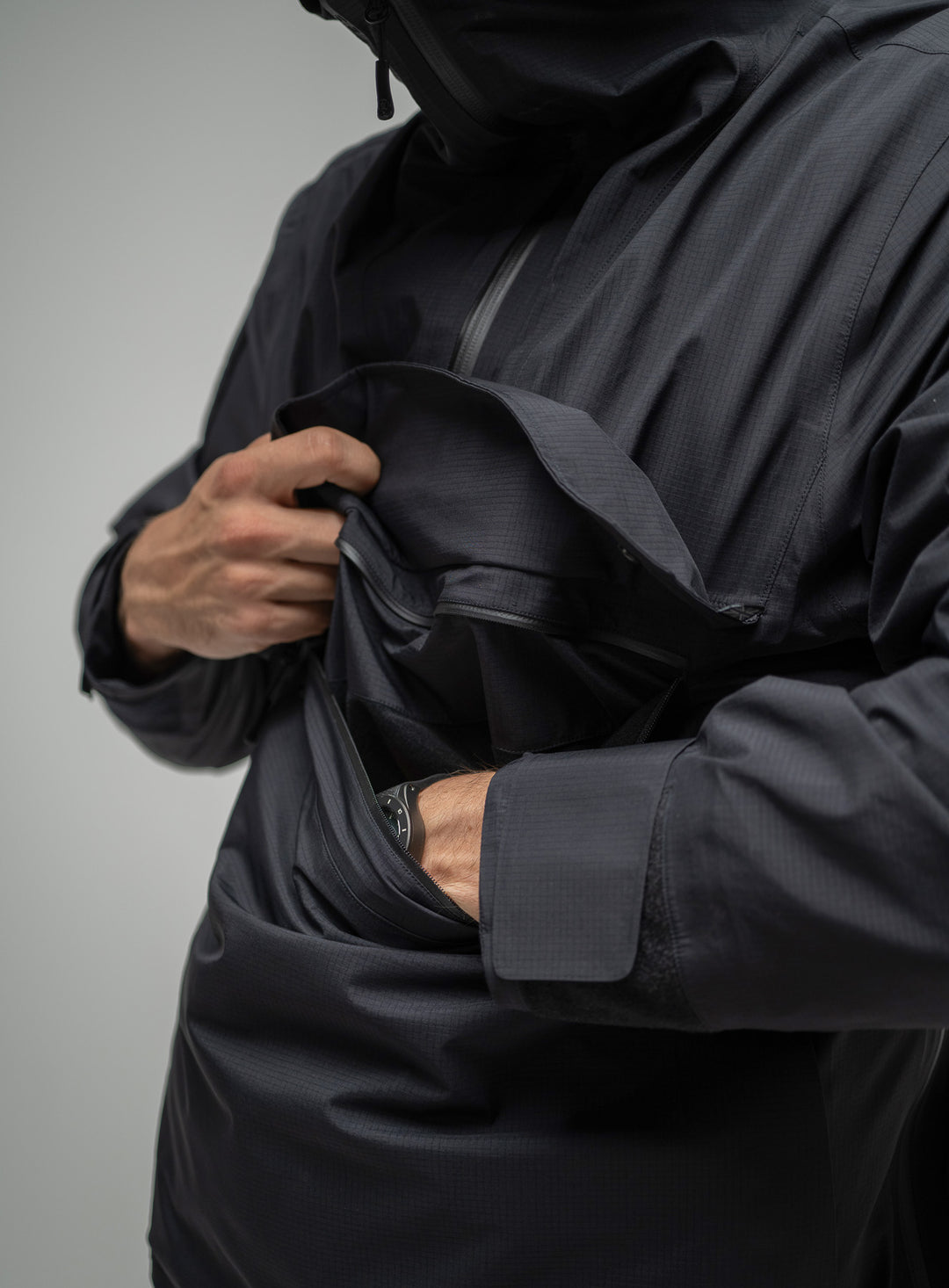 Scout Smock | Black Waterproof & Insulated Pullover Jacket | ThruDark