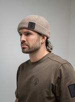 A studio shot of Waffle Knit Beanie in Stone (SS)